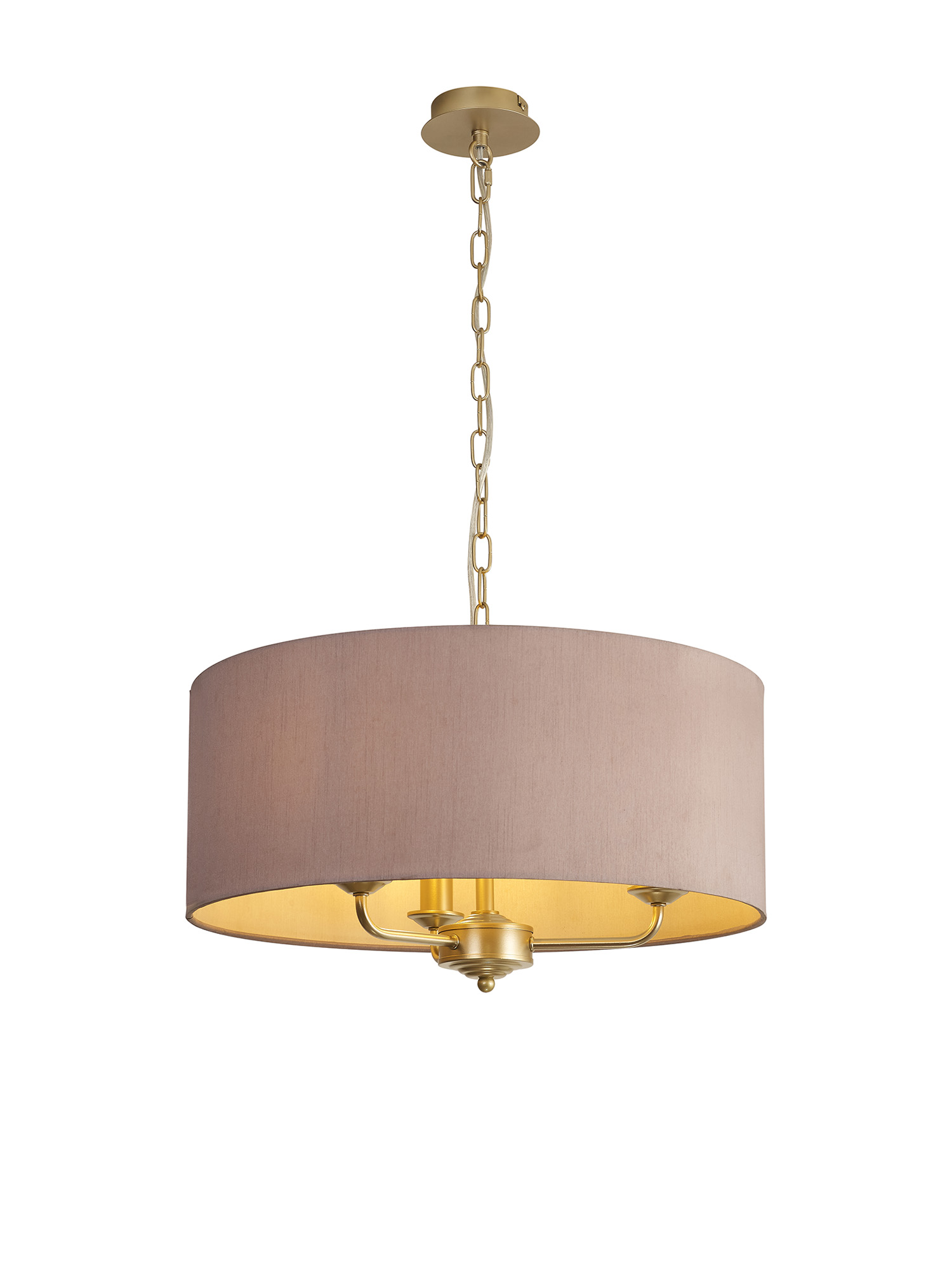 DK0974  Banyan 50cm 3 Light Pendant Champagne Gold; Taupe/Halo Gold